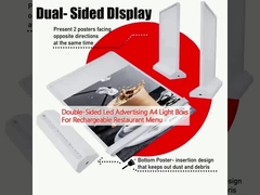 Двухсторонние светодиодные рекламные световые ящики А4 для перезаряжаемого меню ресторана