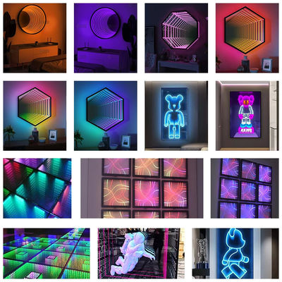 Домой Магическое зеркало Неонный знак Бесконечность Неонный светодиодный Rgb Таблица 3D Стекло Неонный знак