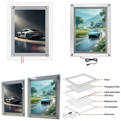 Прочный стеклянный светодиодный световой ящик для наружной рекламы внутри помещений